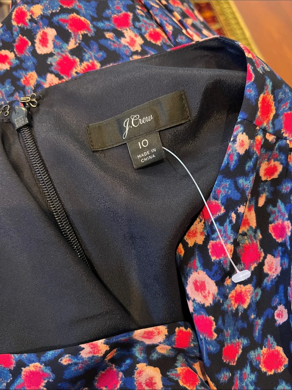 J. Crew Navy Pink Floral High-Low Midi Faux Wrap Dress